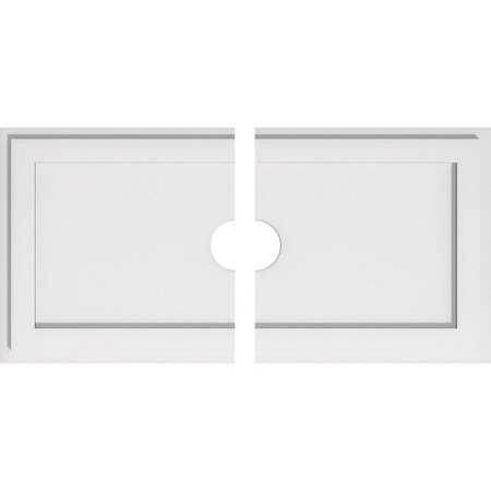 Rectangle Architectural Grade PVC Ceiling Medallion, 28"W x 14"H x 3"ID x 9 3/4"C x 1"P, Two-Piece